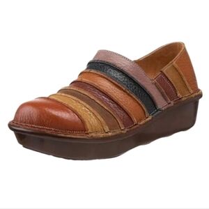 SPRING STEP Multi-Color Striped Leather Firefly Comfort Support Clogs 9.